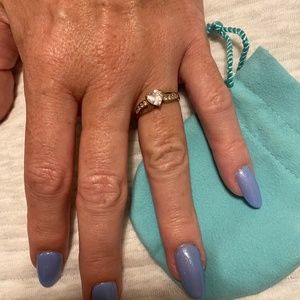 Solid Yellow Gold ring with CZ stones